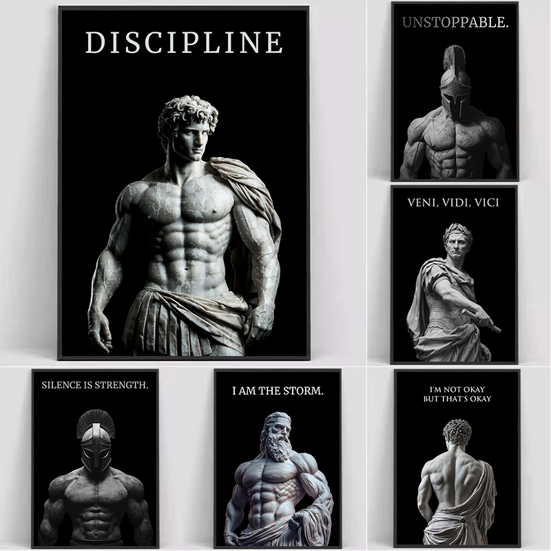 Home Gym Quotes - Estátua Romana de Guerreiro Espartano Retro