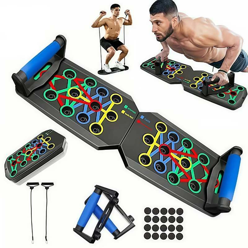 Home Gym Needs - Plataforma Dobrável para Flexões com Faixas