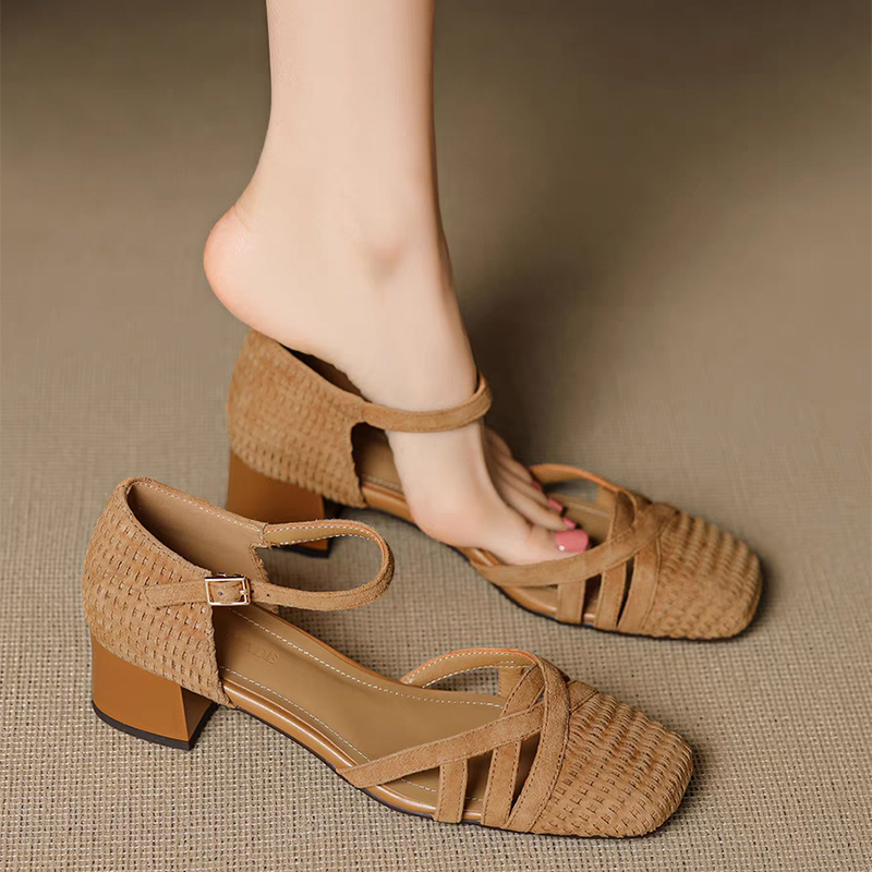 Retro tecer sandálias de salto - Ankle Strap Attachment avaliação e preço