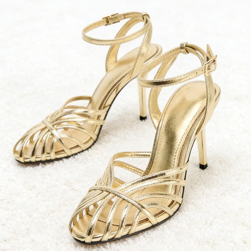 Sexy ouro oco banda estreita s - Ankle Strap Attachment avaliação e preço